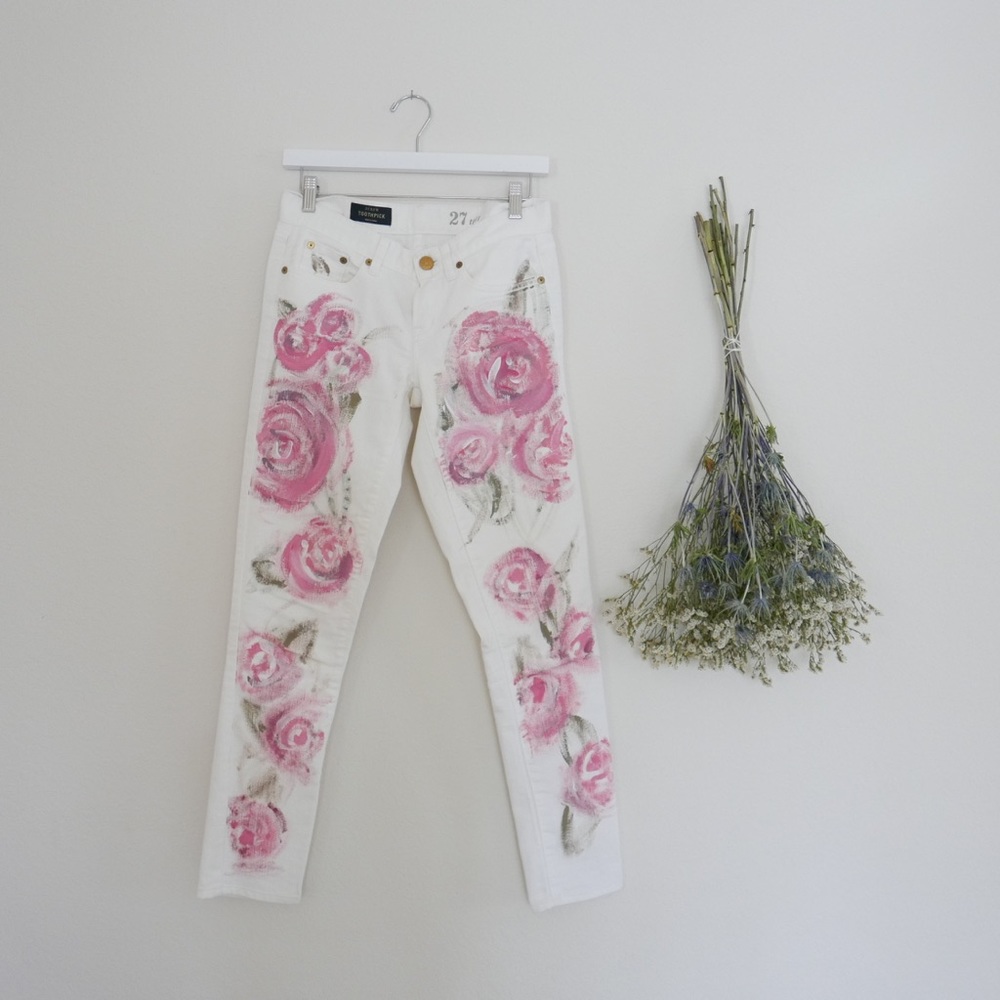 Hand Painted White Denim Jeans (J.Crew)